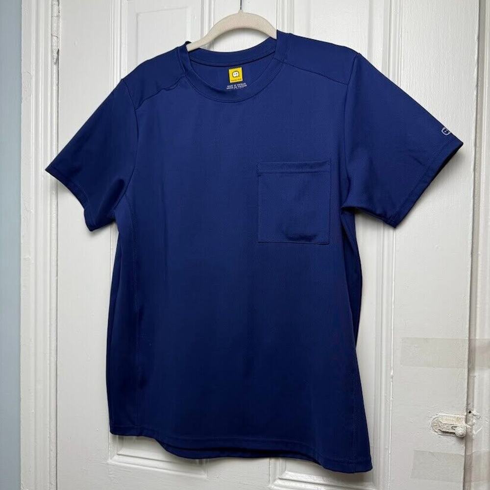 Wonderwink Scrub Shirt Mens Medium Blue Modern Fit Solid Chest Pocket